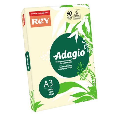 Carta colorata A3 Sylvamo Rey Adagio 80 g/m² avorio 93 - Risma da 500 fogli - ADAGI080X667